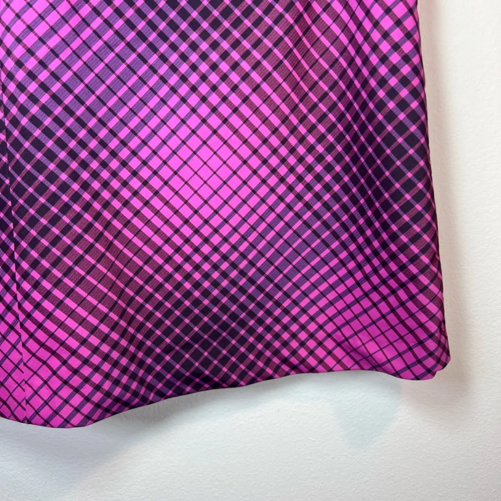 Nike Dri-Fit Women's Golf Skort Fuscia Black Plaid Pleated Skirt Zip Lined  Sz 8 - Image 11