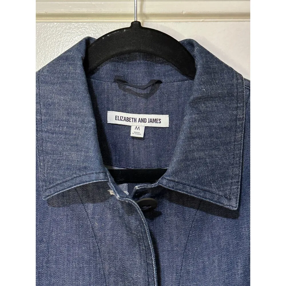 Elizabeth and James York Chambray Button Front Jacket Indigo Peplum Size Medium - Image 3