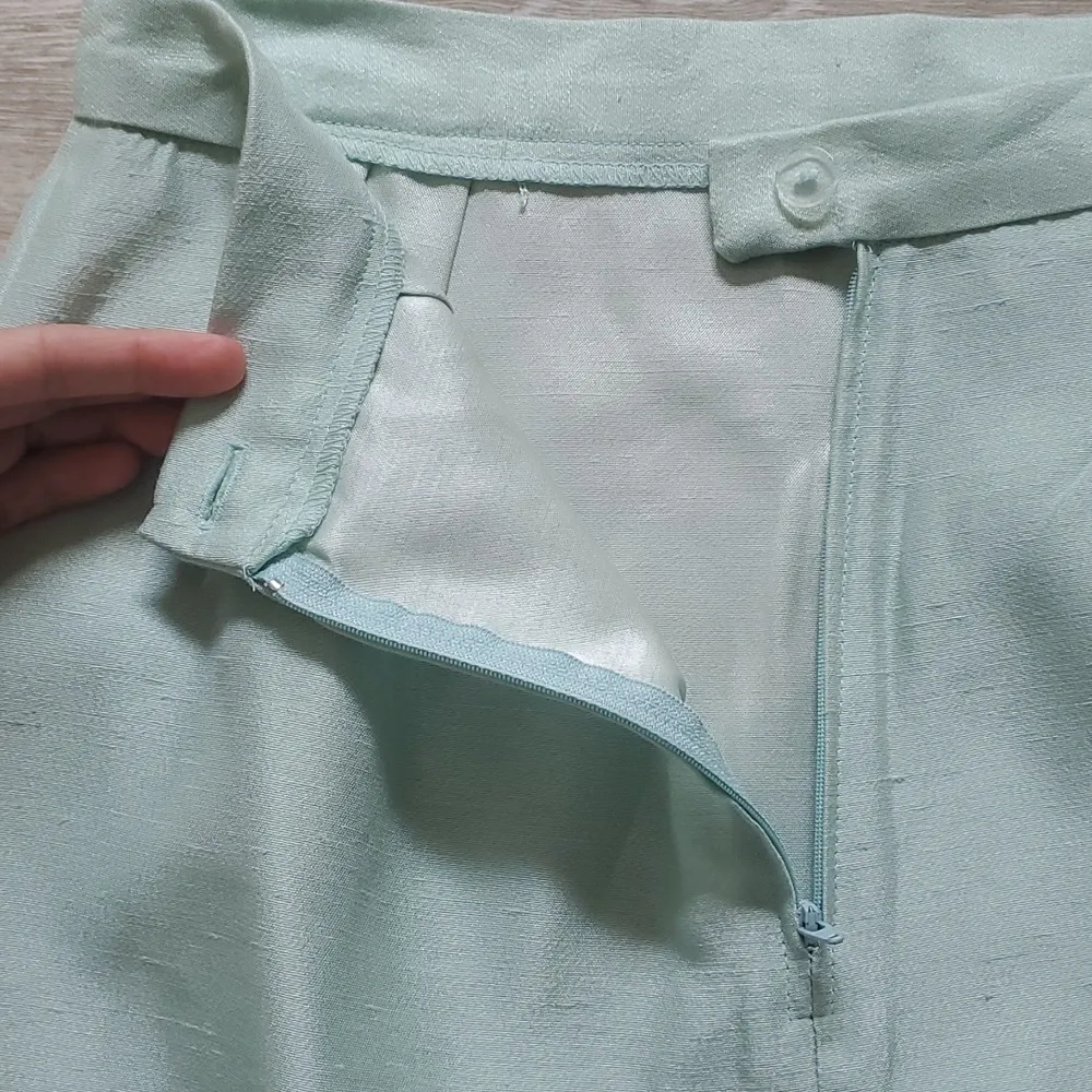 Vintage Joan Leslie Short Puff Sleeve Skirt Suit Set Green Size 8 - Image 13