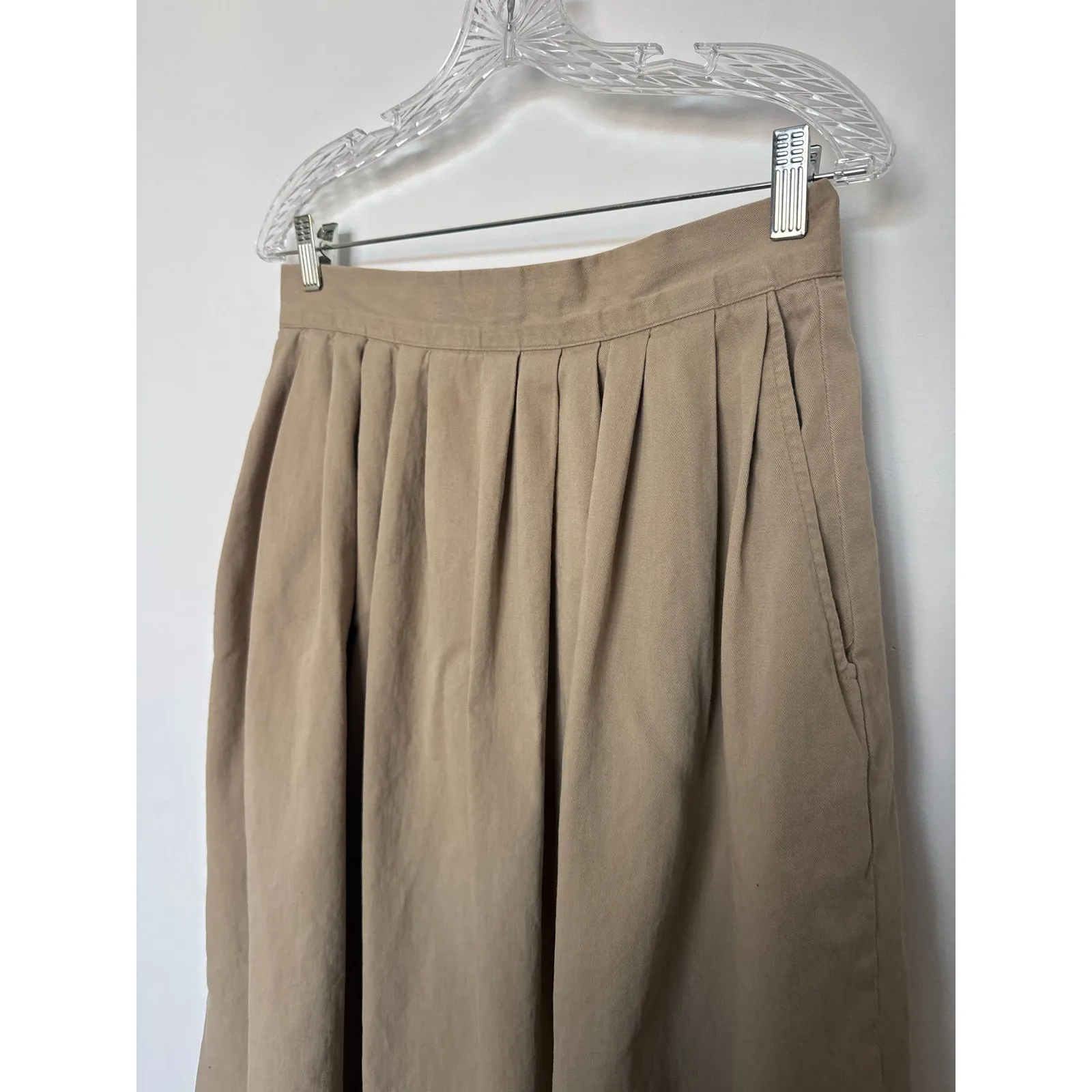 Ruff Hewn 1990s–2000s Cotton Midi Skirt Taupe Neutral pockets medium - Image 6