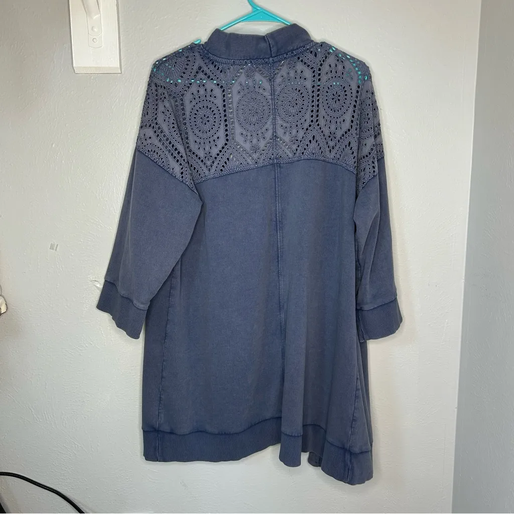 Soft surroundings open front Ellie topper eyelet lace cardigan boho xl cotton - Image 6