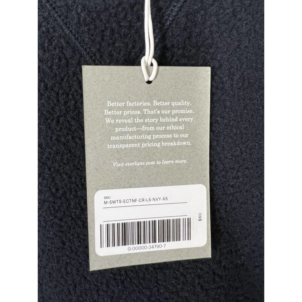 Everlane Renew Fleece Raglan Sweatshirt Size XS Navy - Image 3