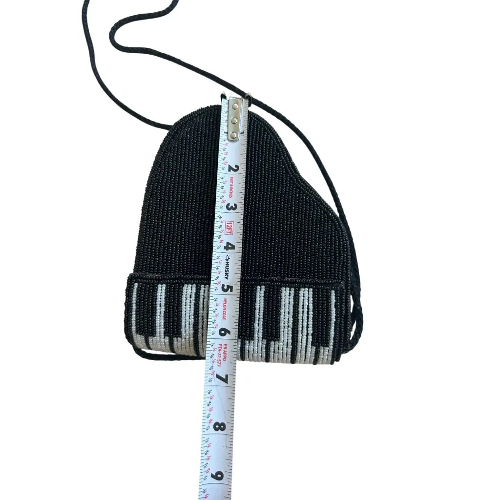 ALBERT ELOVITZ Vintage Piano Beaded Crossbody Cocktail Bag Black - Image 8