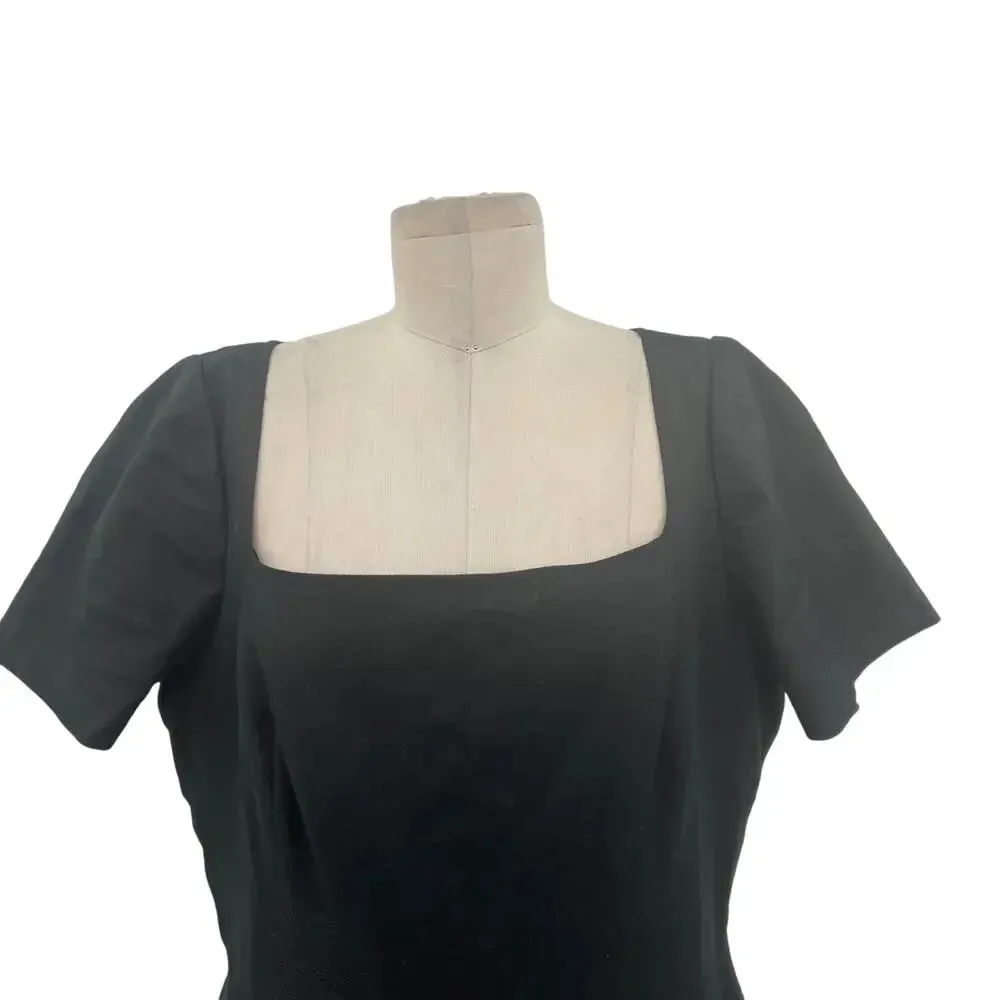 J.Crew Squareneck Sheath Dress in Stretch Linen Blend Black‎ Size 16T Tall Black - Image 3