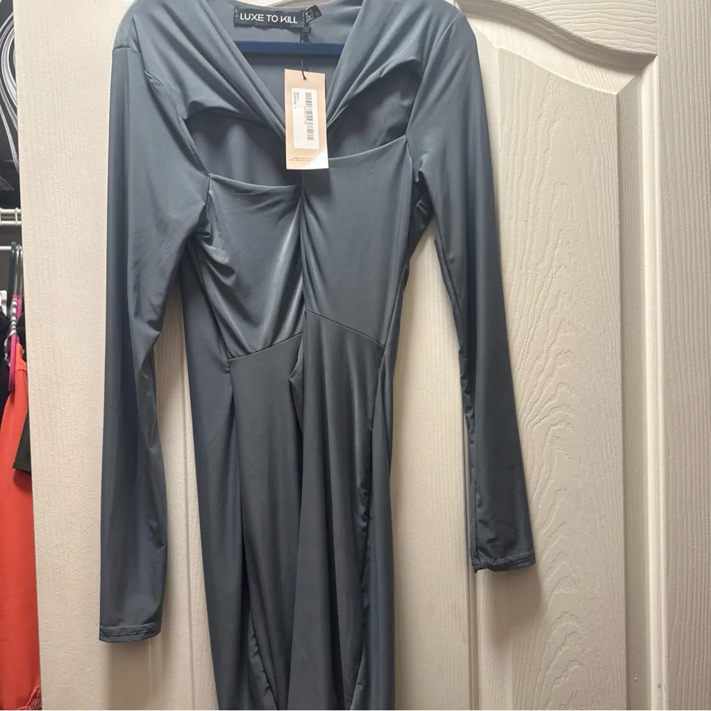 Luxe to kill grey Long Sleeve Dress Blue Size 8 - Image 2