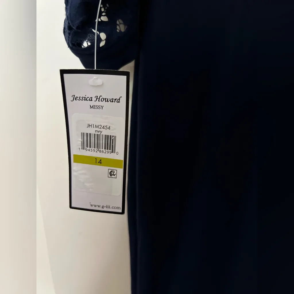 Jessica Howard Navy‎ Lace Trim Dress, Size 14 – Elegant and Sophisticated - Image 4