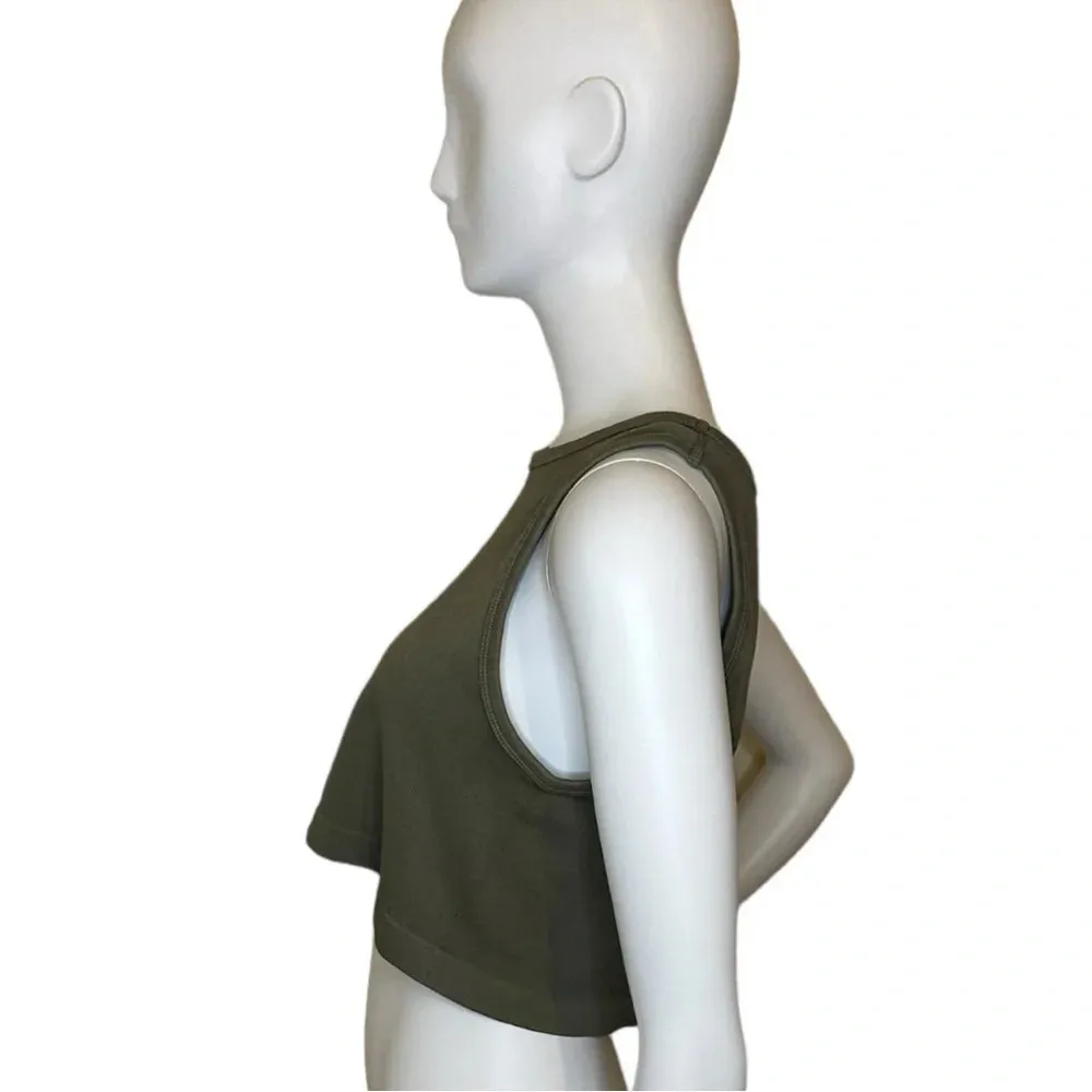 Hippie Rose Women’s Juniors’ Ribbed Smokey Olive Sleeveless Crop Tank Top XL - Image 4