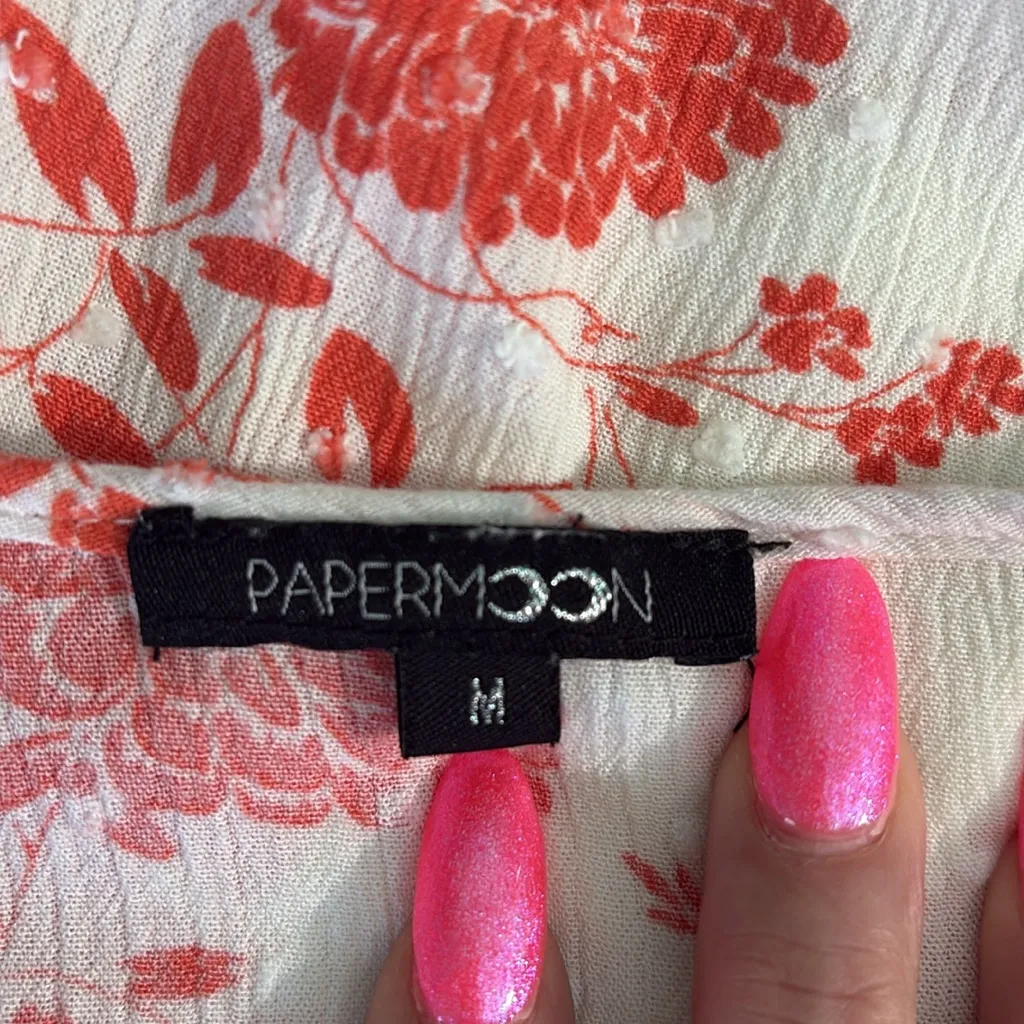 Papermoon White and Orange Floral Blouse - Image 9