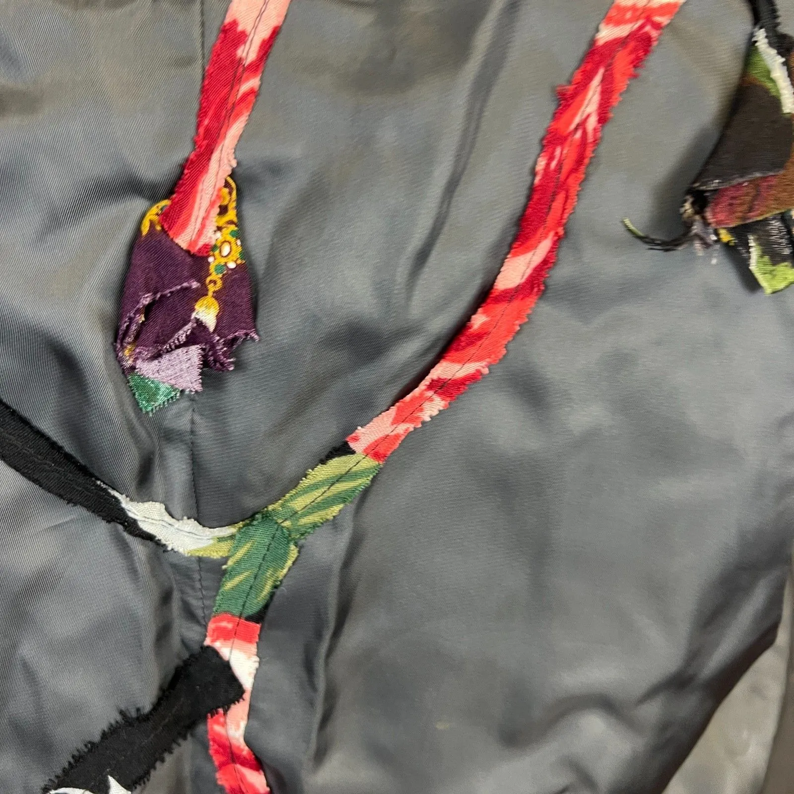 Staley Gretzinger pinstripe Med vest floral fabric embellishments multicolor Gray - Image 7