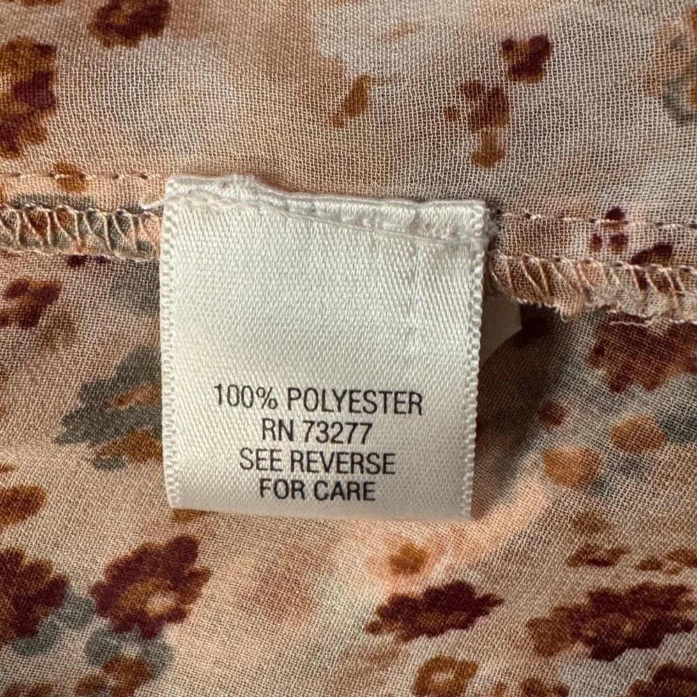 Elle 3X-Large Top Floral Semi-Sheer Ruffled V-Neck 3/4 Balloon Sleeves Multi - Image 8