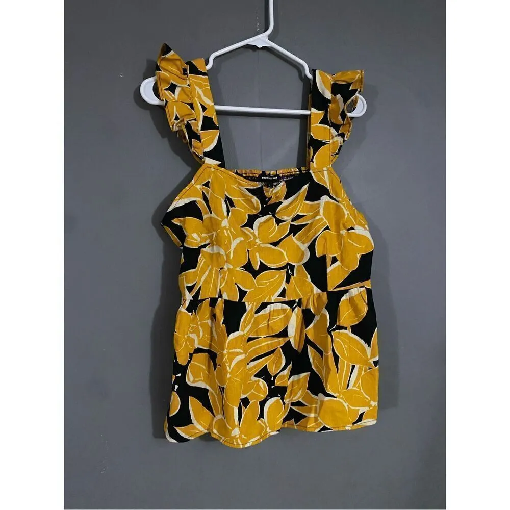 Who What Wear Peplum Linen Ruffle Sleeveless Gathered Back Top Large NWOT - Image 2