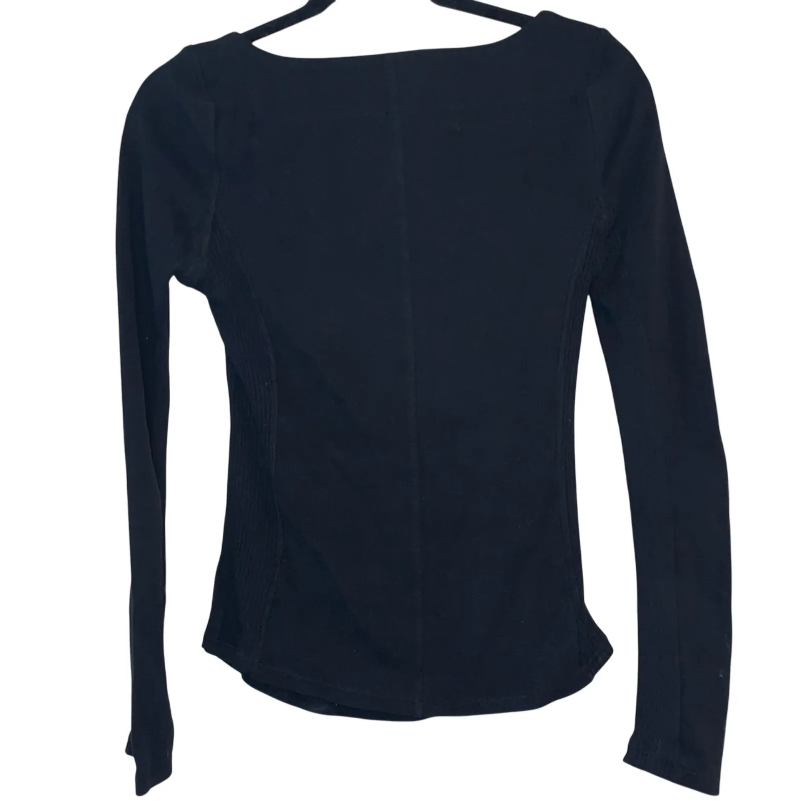 Free People Black Tie Front Scoop Neck Top - Image 2