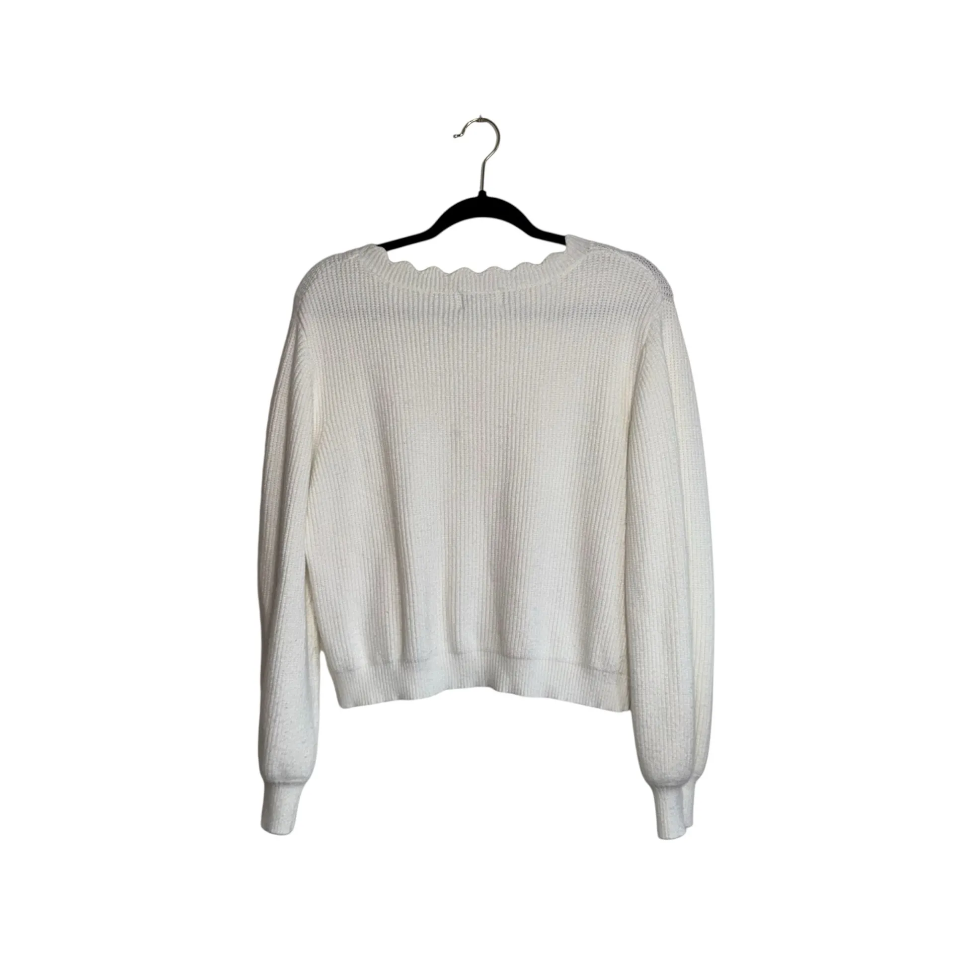 Jun & Ivy Francesca’s White Sweater Scallop Neck Knit Cropped - Image 5