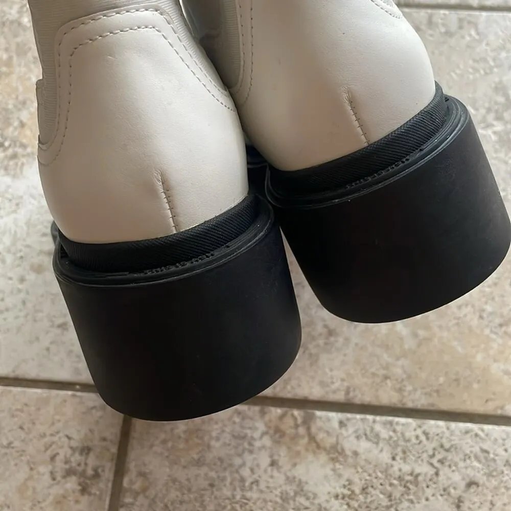 Ash Mastro Leather Pull-On Combat Boots White - Image 9