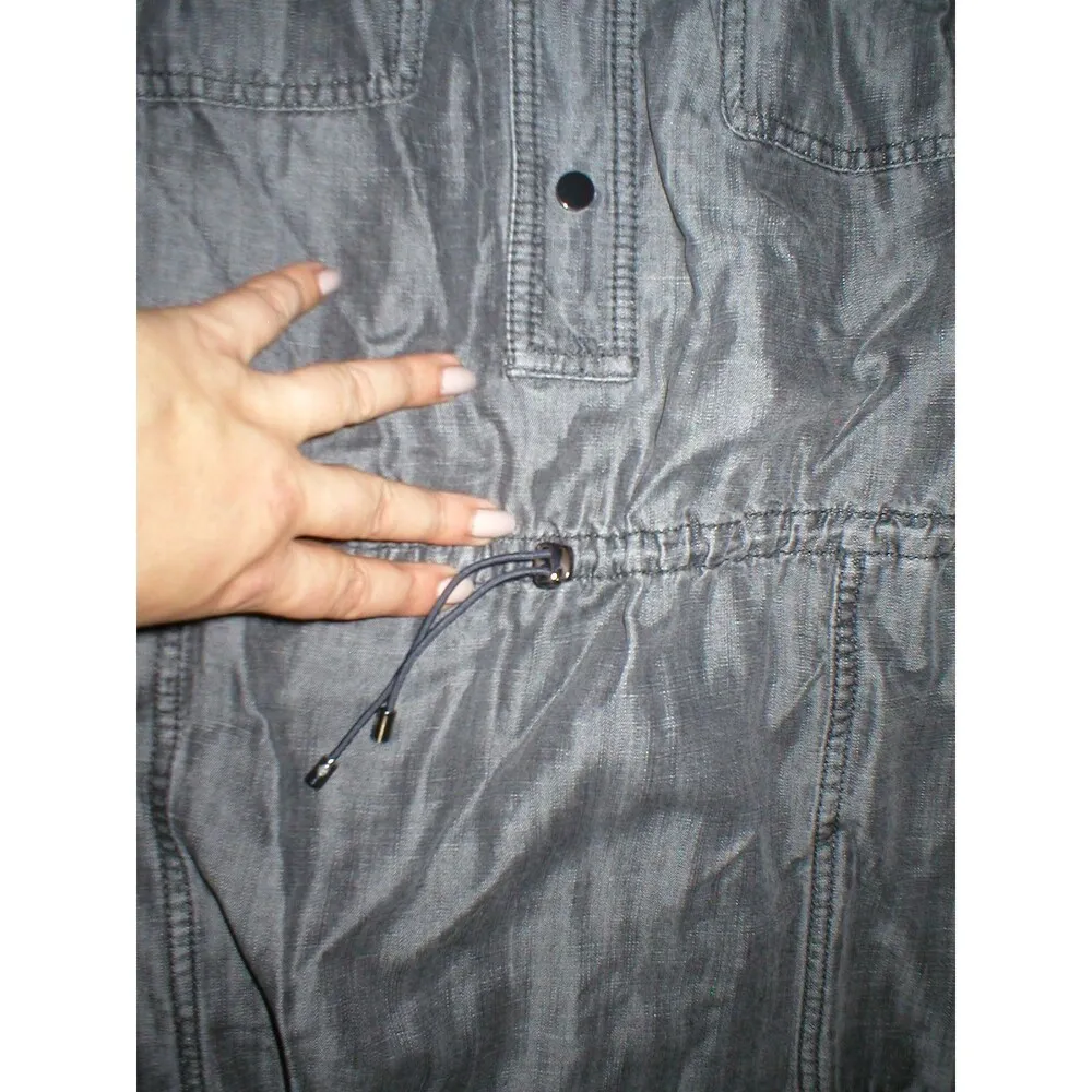 Womens NWT $298 Worth New York 10 Dress Gray Washed Down Denim Safari Dress Tenc - Image 3