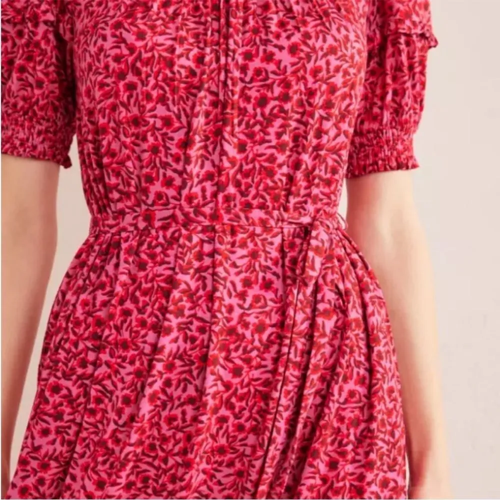 NWT Boden Pink Ruffle Yoke Detail Jersey Mini Floral Dress Size 4 - Image 7