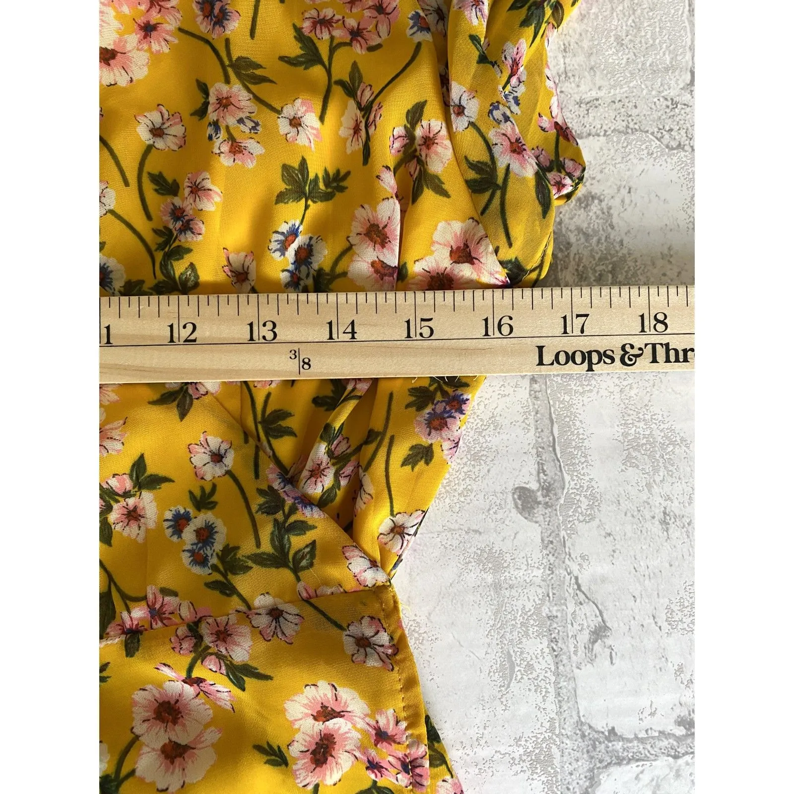 Harper Heritage Dora Yellow Floral Ruffle Mini Wrap Dress Playful Summer Chic M - Image 5