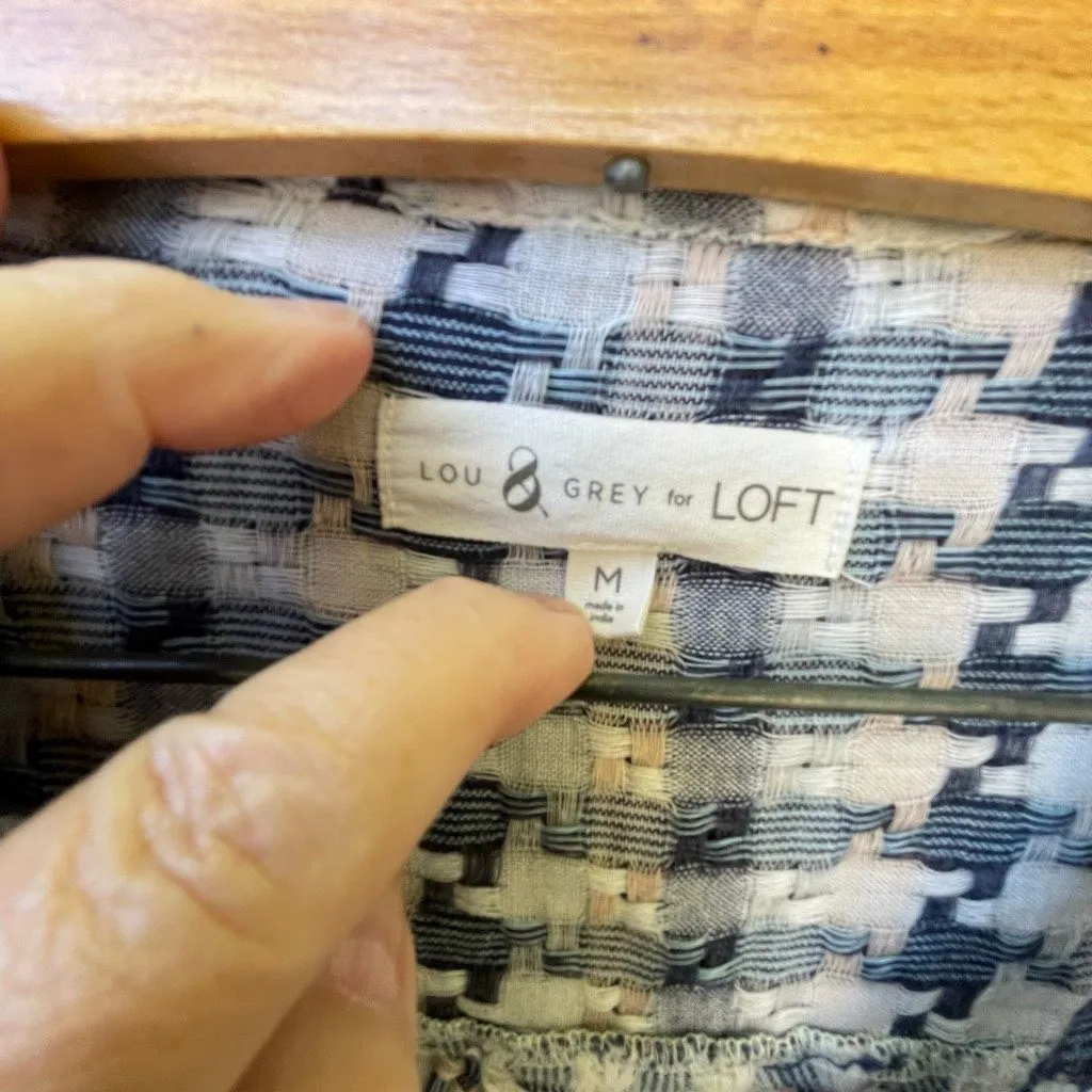 Lou & Grey LOFT houndstooth tie front cotton shirt - Image 3