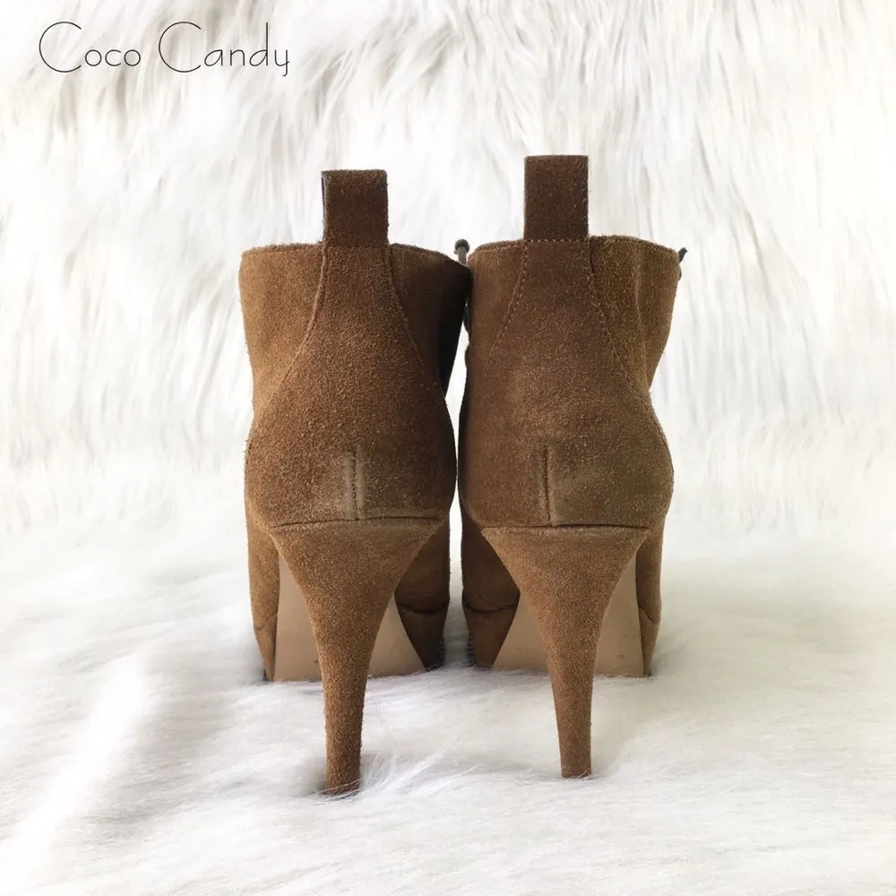 H by Halston 🔃 Brown Suede Lace Up Boots - Image 4