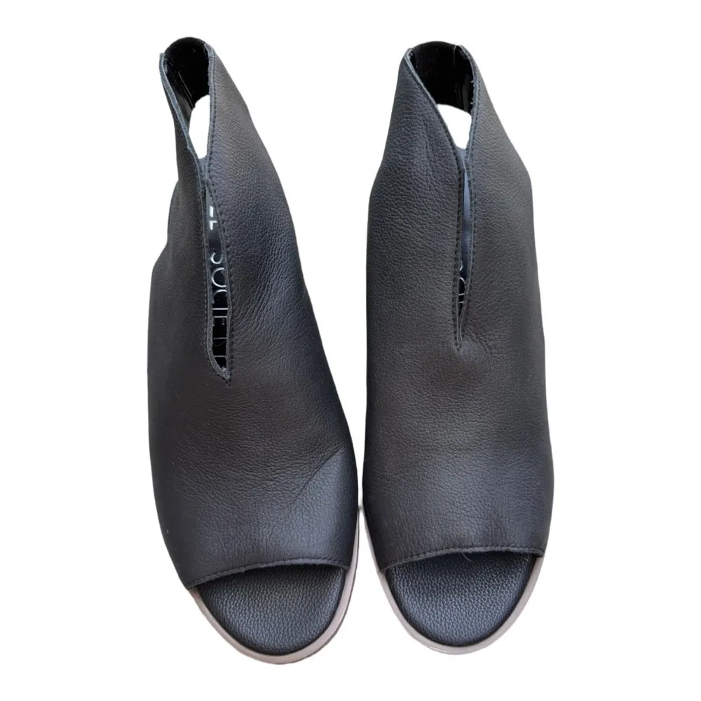 Ankle Booties Sole Society Open Toe Black Leather Minimalist Clean Girl Size 8.5 - Image 2