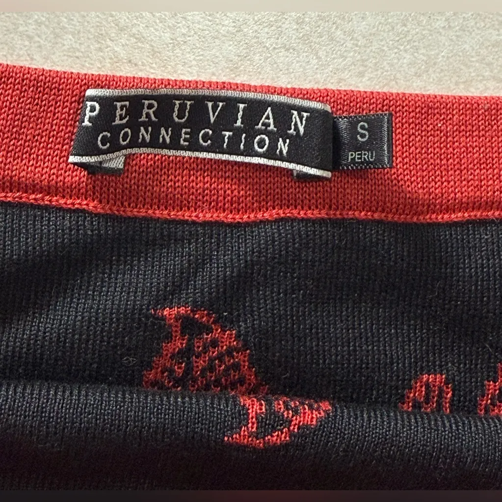 Peruvian Connection Women's Pima Cotton Knit Skirt Black & Red Size S - Image 4