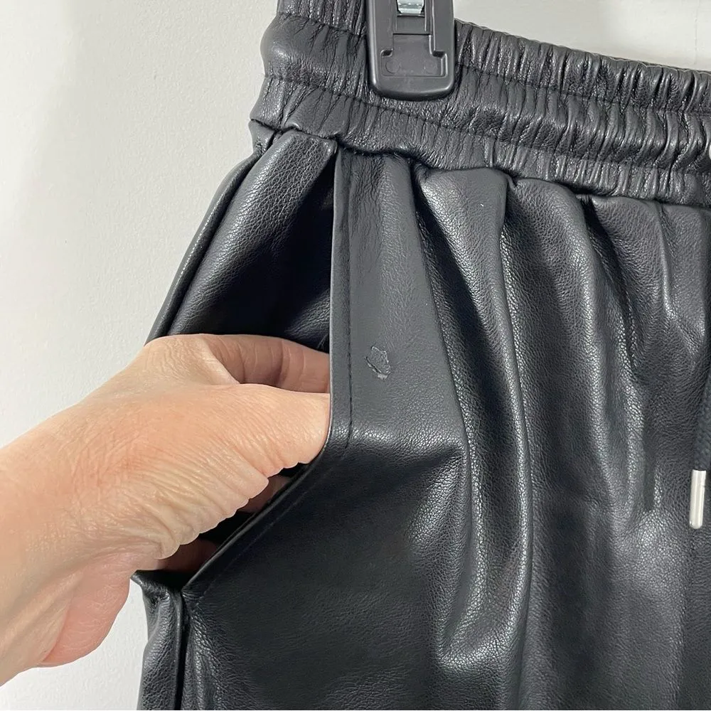 NWT Avec Les Filles Anthropologie Black Vegan Faux‎ Leather Jogger Pants Size XS - Image 8