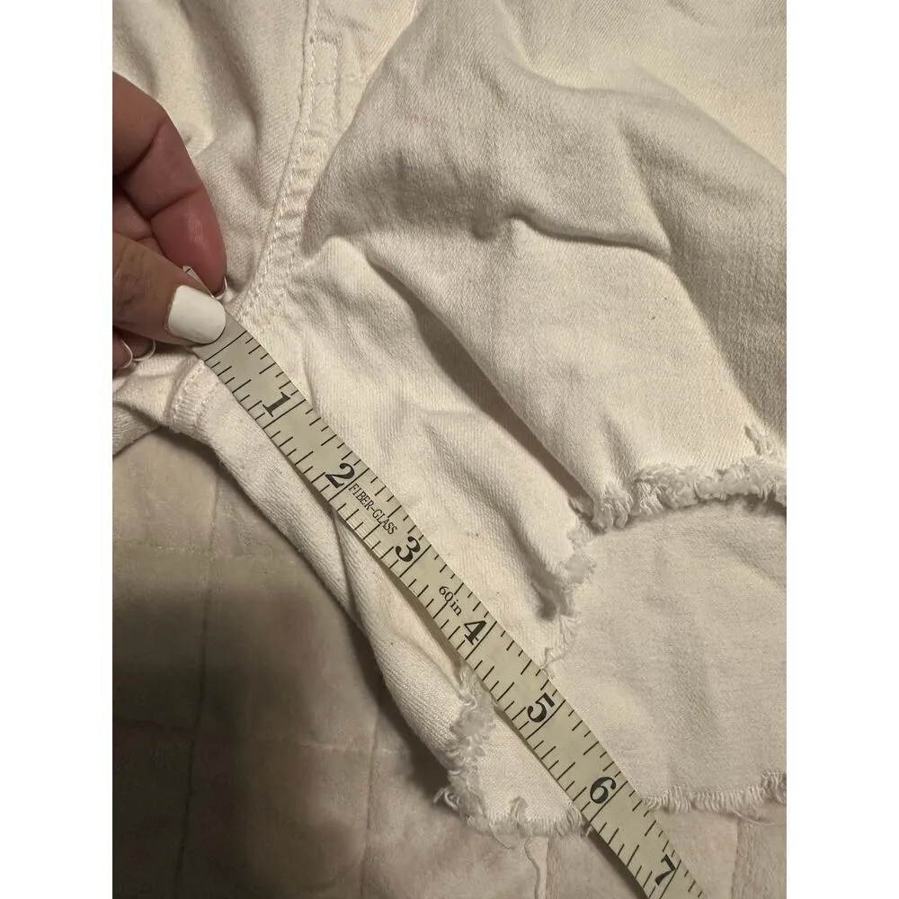 Levi's White Denim Shorts Jorts Cut Offs Raw Hem Women's Size 10 30 Stretch - Image 4