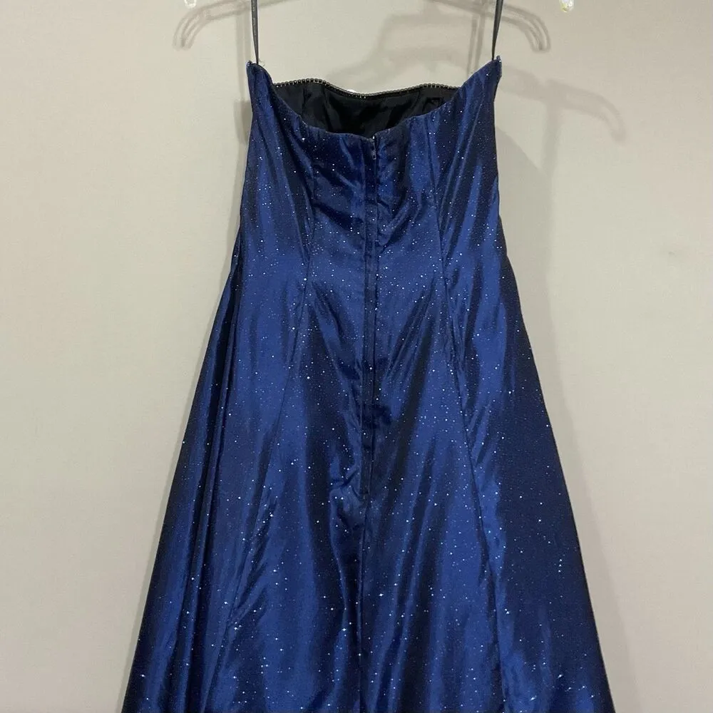 Scott McClintock Blue Glitter Strapless Formal Dress Gown Fit & Flare Maxi Sz 6 - Image 6