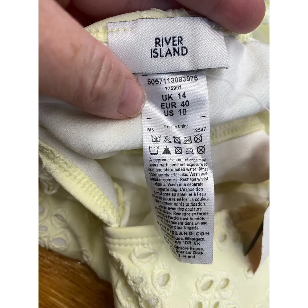 River Island Women's Yellow Broderie- One-Piece Swimsuits size 10 (B40 ) - Image 8