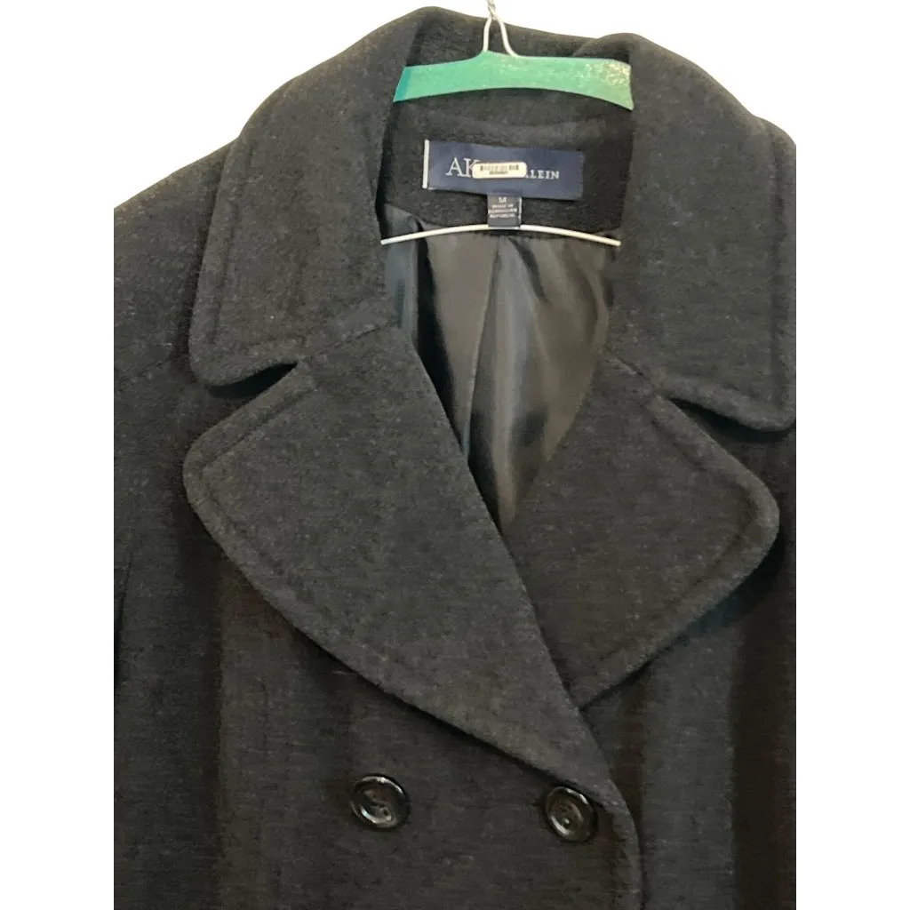AK Anne Klein Black Wool Blend Wool Coat Double Breasted Button Front Sz M Size M - Image 3