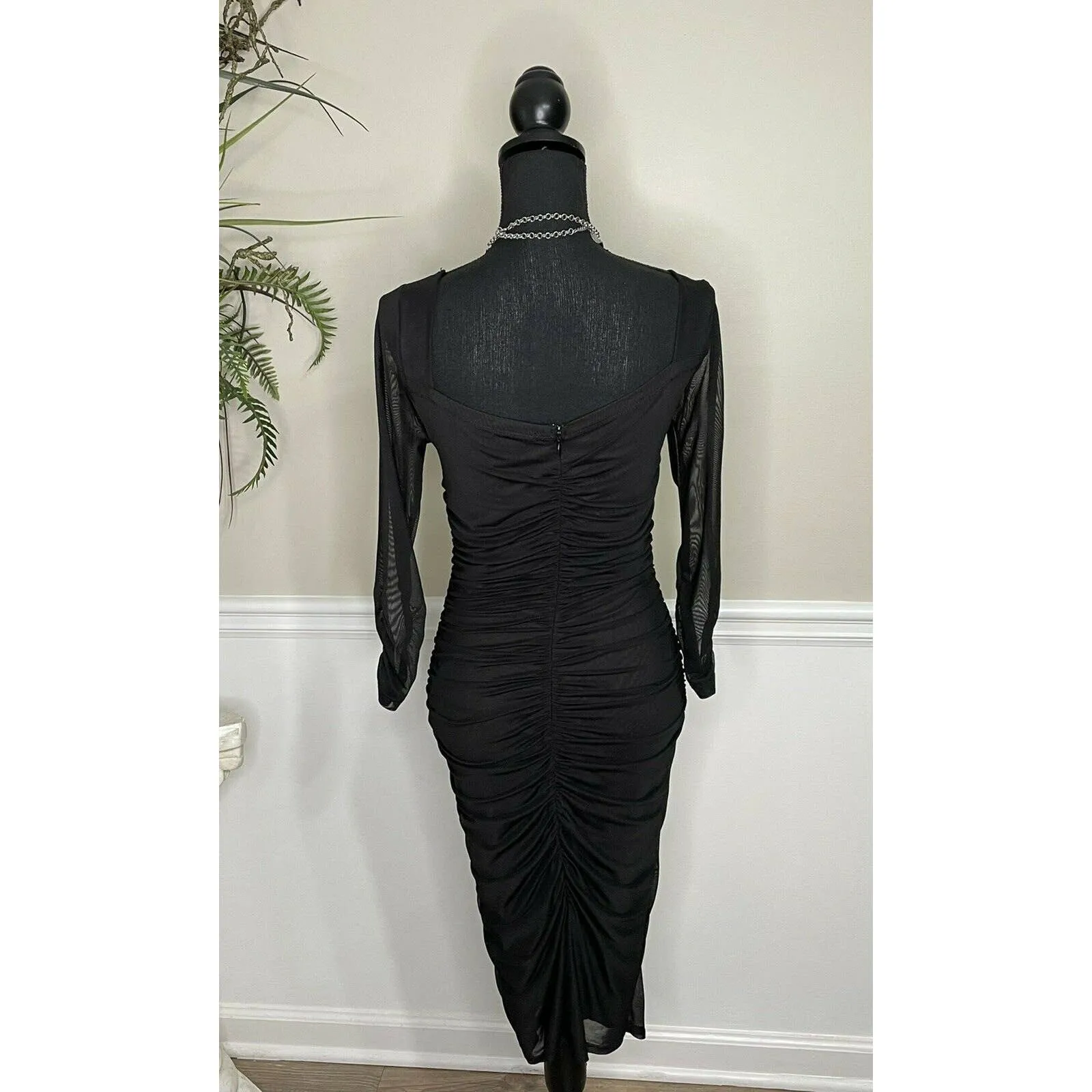 Mind Code Long Sleeve Black Dress Size Large - Image 4