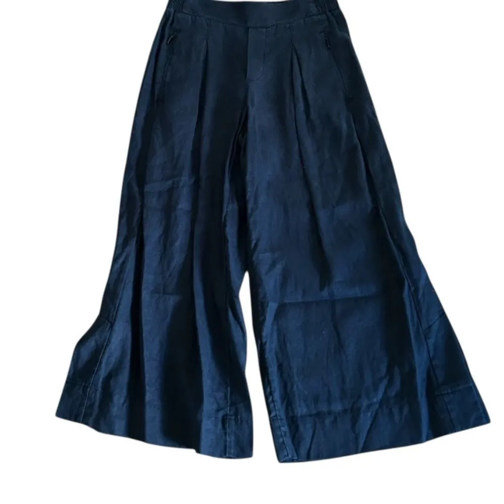 Athleta Playa Black cropped High Rise Wide Leg Linen Pants Size 2 Petite - Image 6