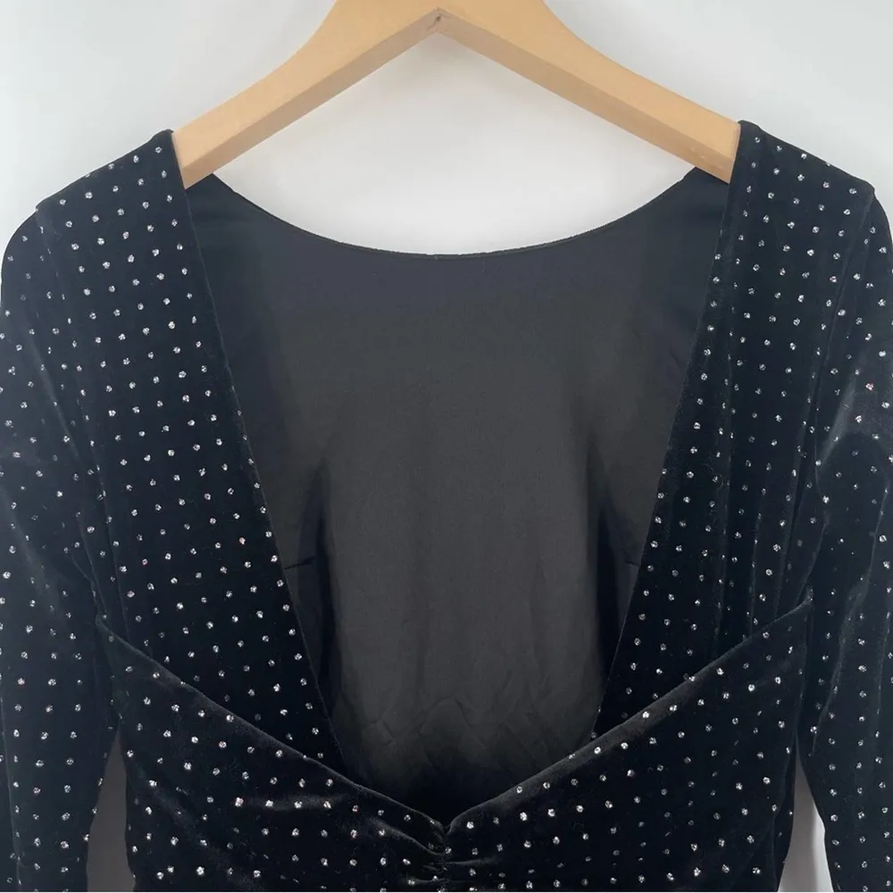 EXPRESS Dress Mini Velour Velvet Glitter Swiss Dot New Years Eve Holiday Small - Image 10