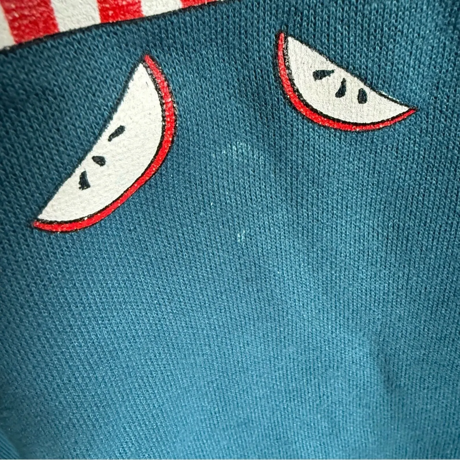 Vintage‎ 90s Apple Basket Slices Sweatshirt Women’s Medium Blue - Image 4