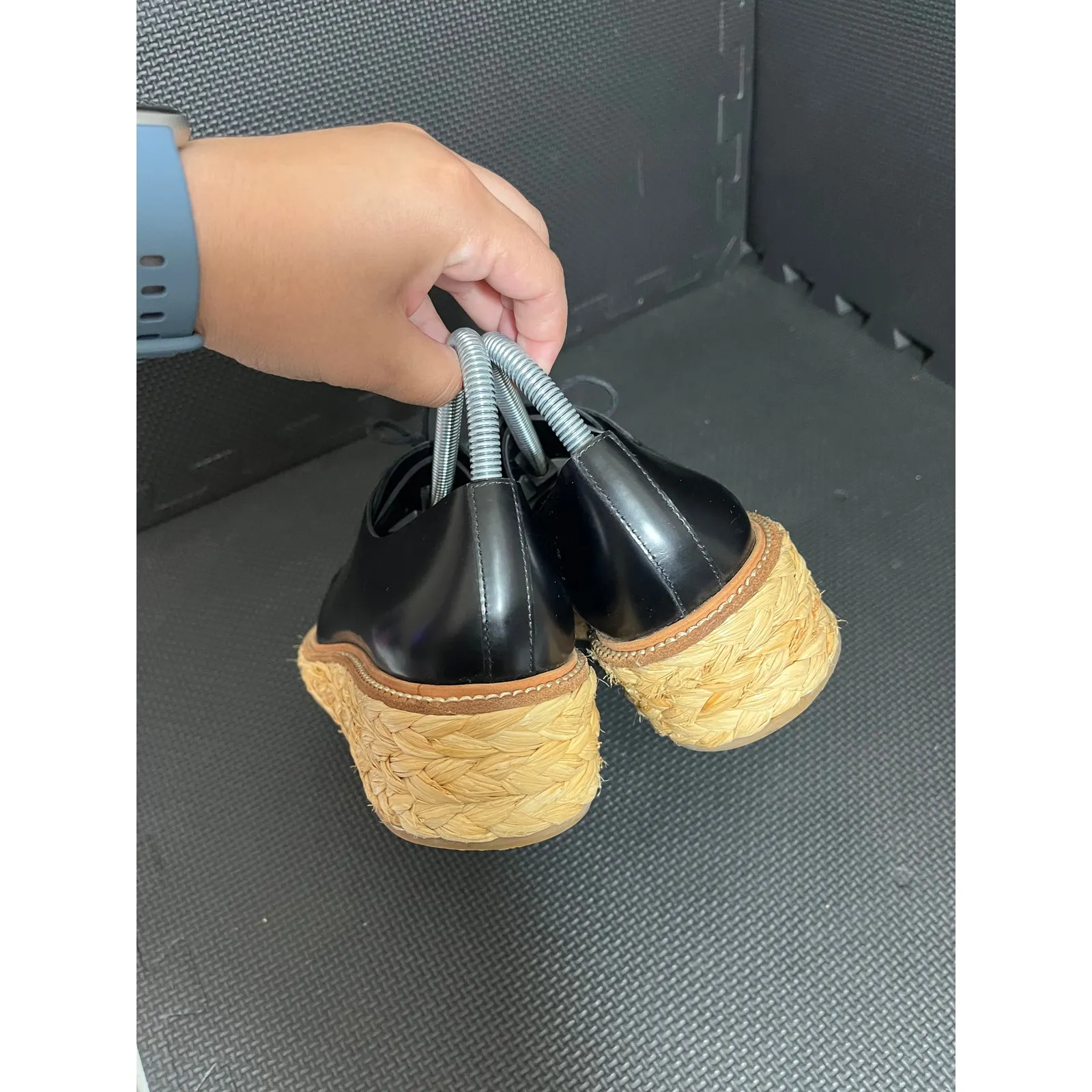 Loeffler Randall Black Oxford Raffia Callie Wedge Shoes‎ Leather Womens Size 8 - Image 8