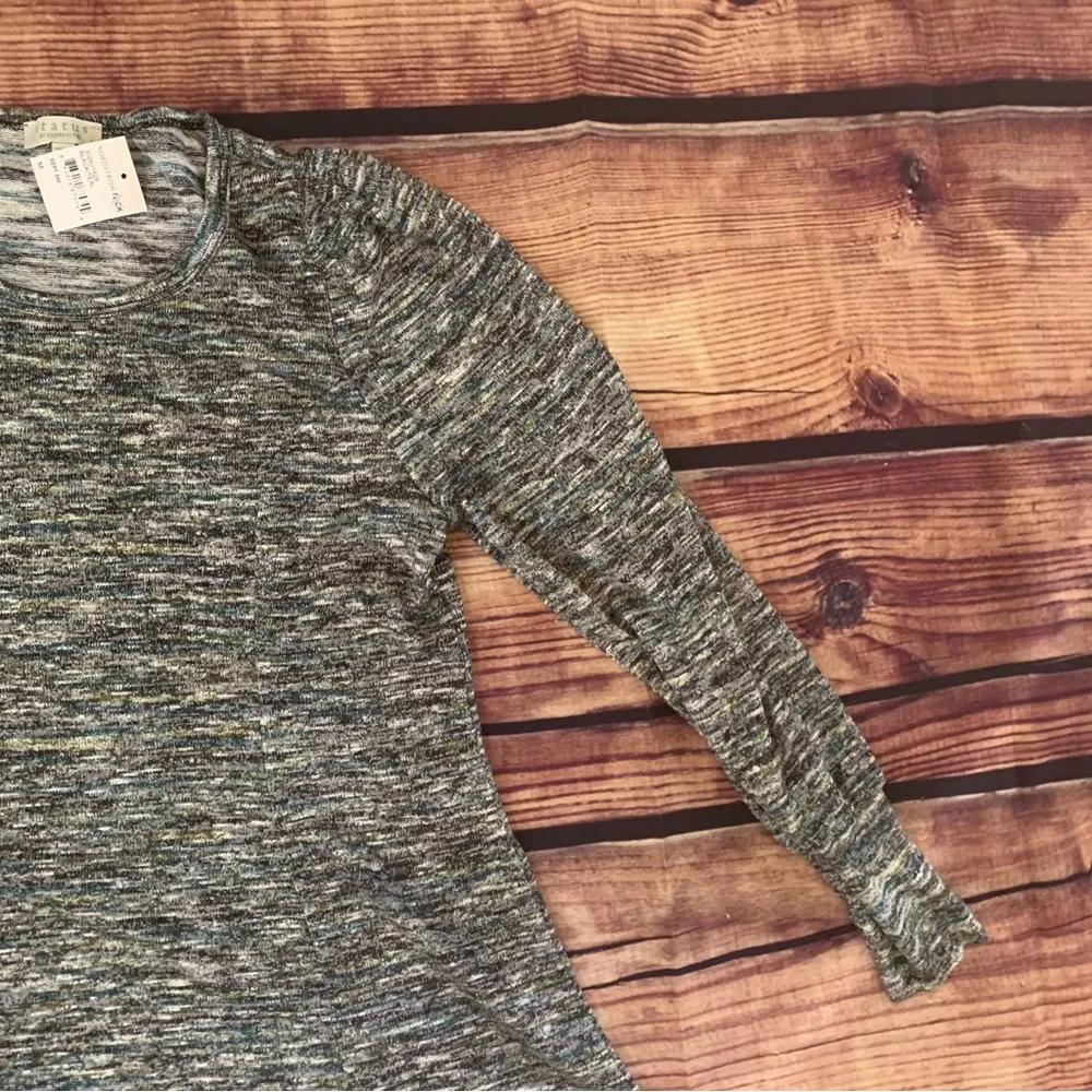 Status by Chenault Marled Knit Puffed Sleeve Pullover Medium Sweater Bla… Gray - Image 11