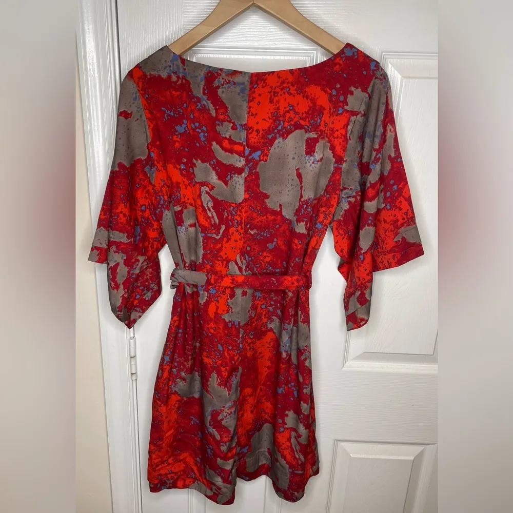 Walter Baker W118 Abstract Print Mini Dress Sheath Red Gray Size Small - Image 8