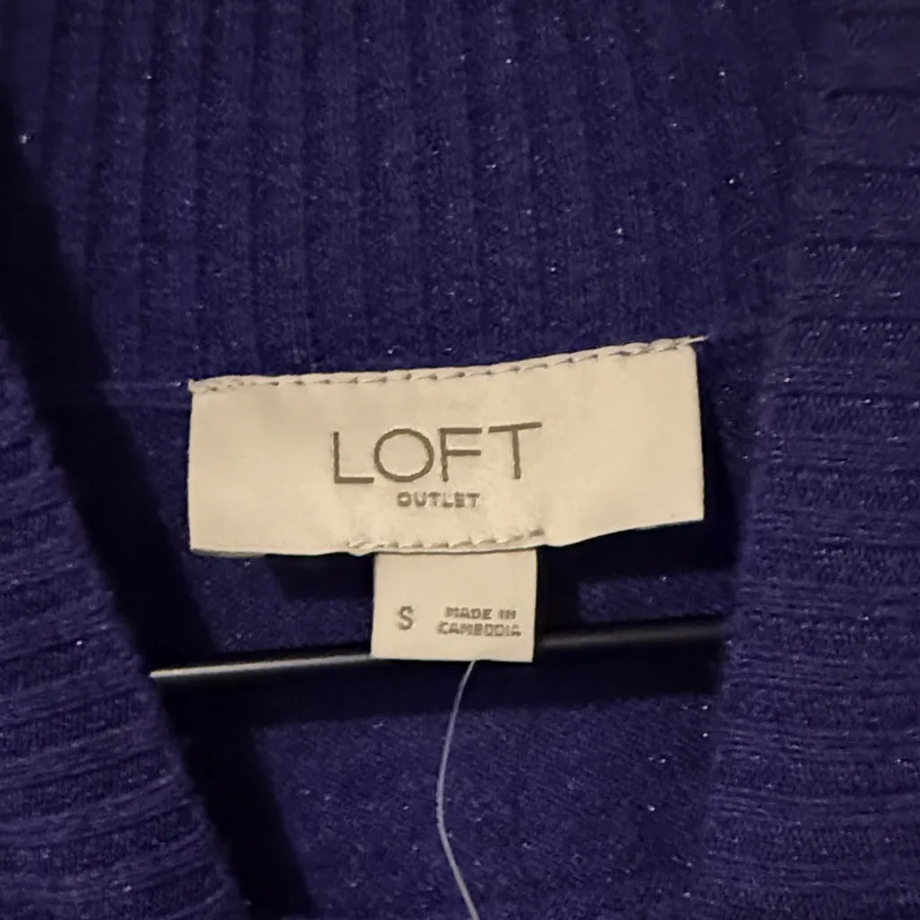 Loft  Deep Blue Knit Sweater New Size S - Image 3