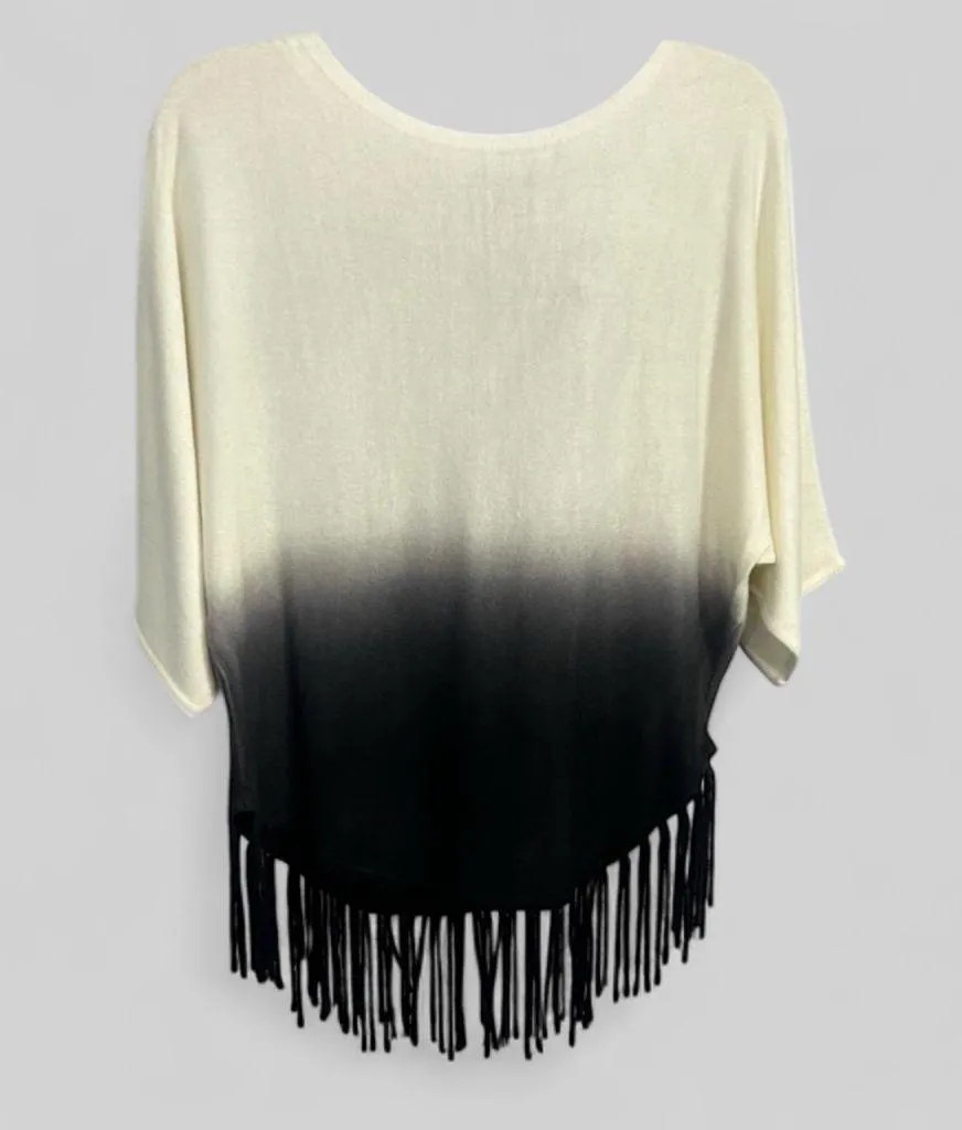 New Directions Petite New ombre boho pullover sweater with fringe Small Petite Size 8P - Image 1