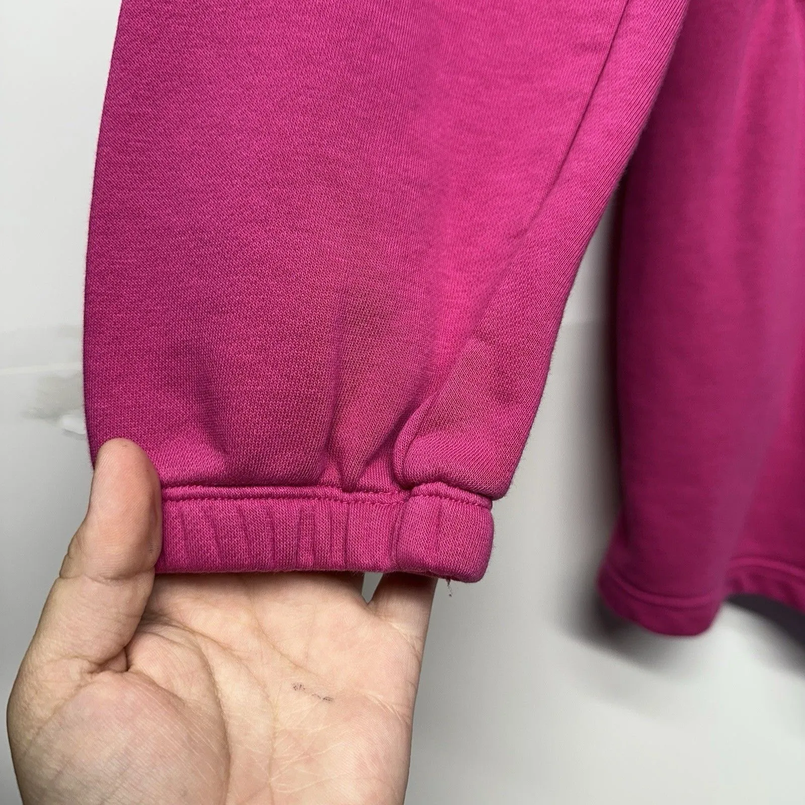 NIKE Sportswear Icon Fuchsia Short Romper  1/2 Zip L/Sleeve Fleece Lined Sz M - Image 3