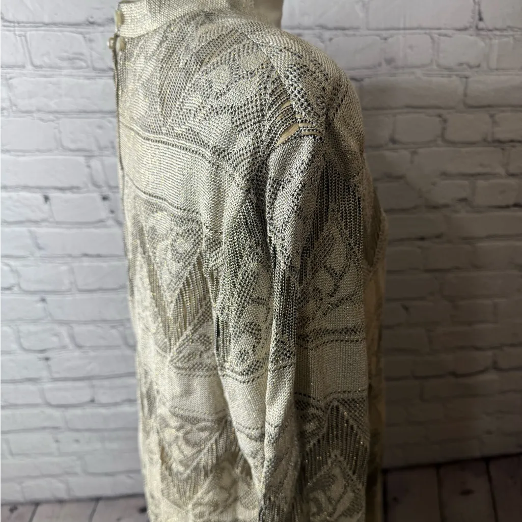 Vintage Damian’s silver gold crochet drop waist dress large - Image 11