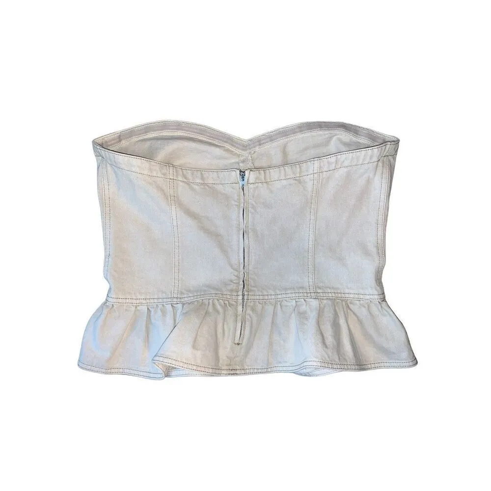 Isabel Marant Etoile Solizinia strapless denim peplum top - Image 9
