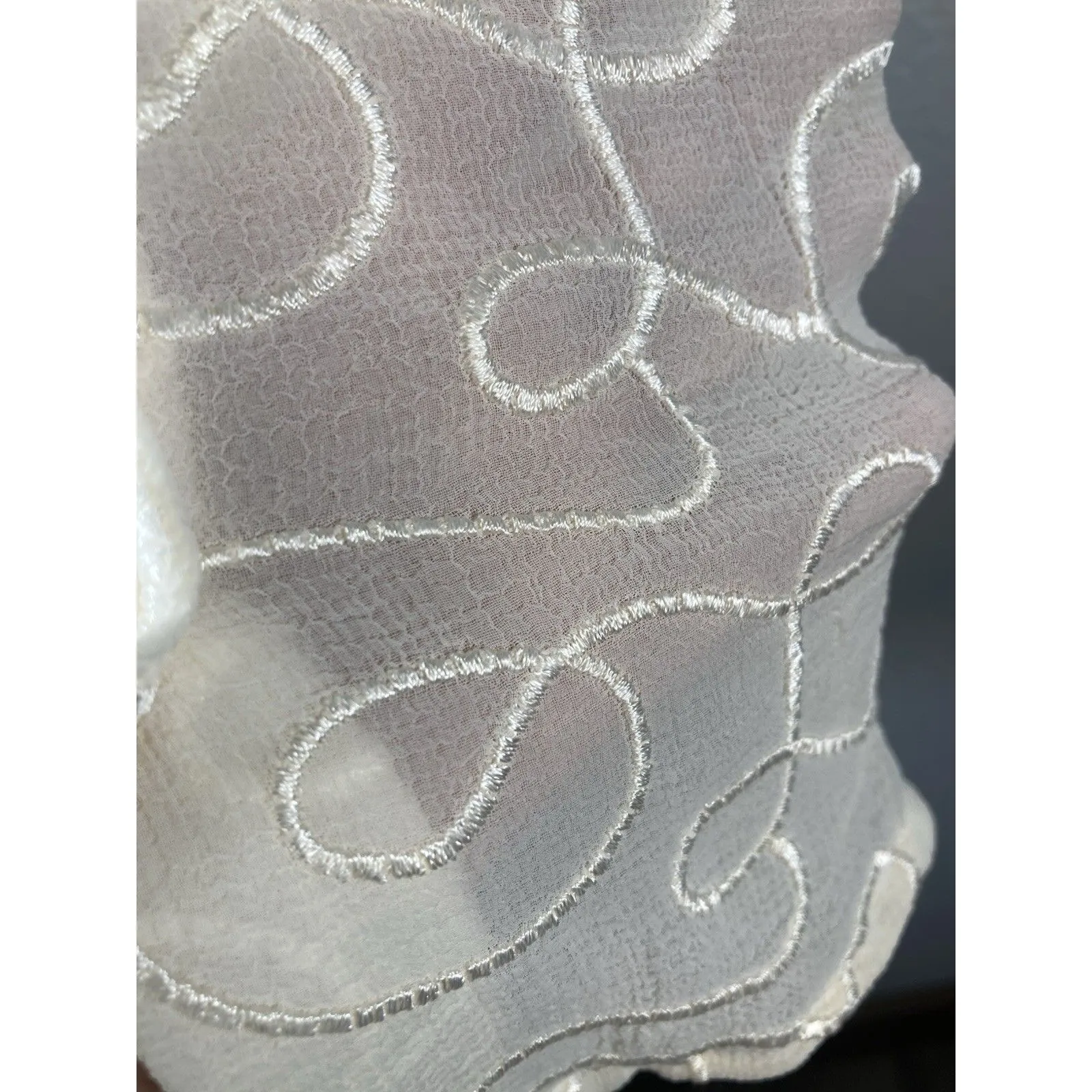 Lot of 2 Moonlight Bay Women S Blouse Top Semi Sheer Cream Blue Whimsical Career - Image 5