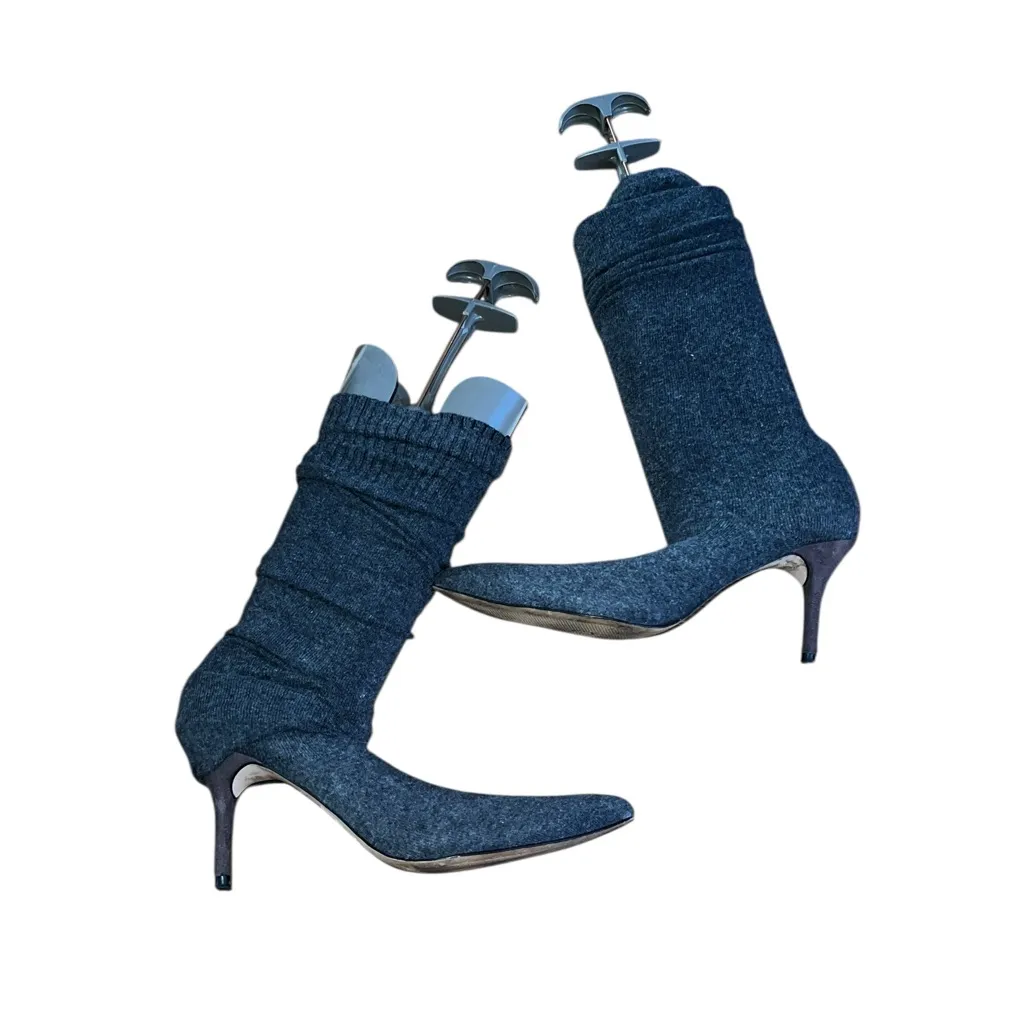 Zara Basic Collection Stylish Gray Women's Sock  Boots Size 39 - Image 5