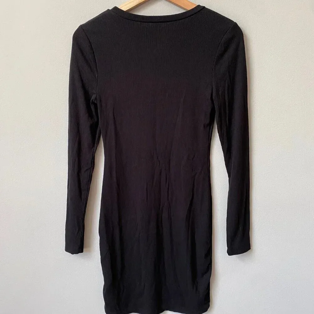 Guess Los Angeles Women's Small Long Sleeve Ribbed Bodycon Black Mini Dress Y2K - Image 12