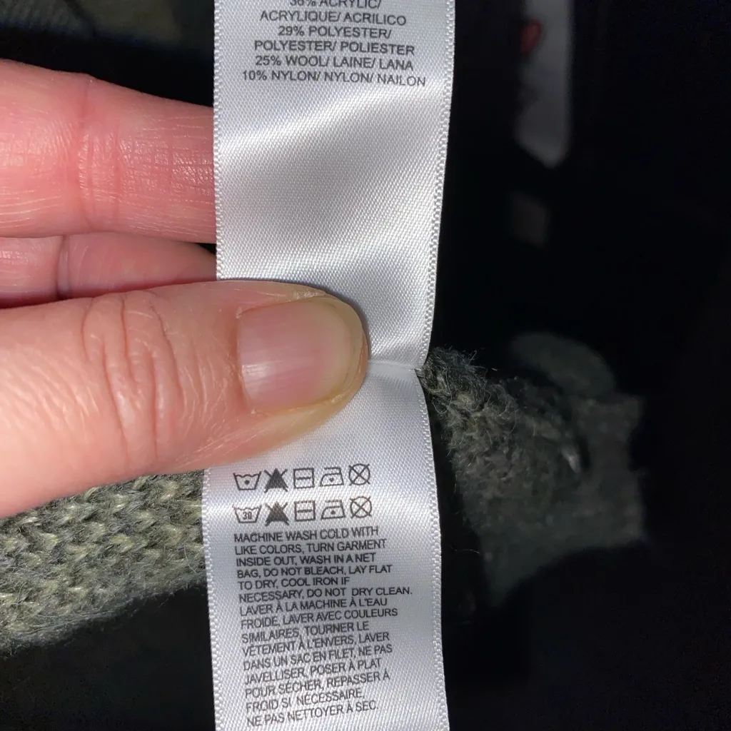 Lucky Brand Green Brown Camouflage Wool Blend Cardigan Fall Winter Boho Classic - Image 7