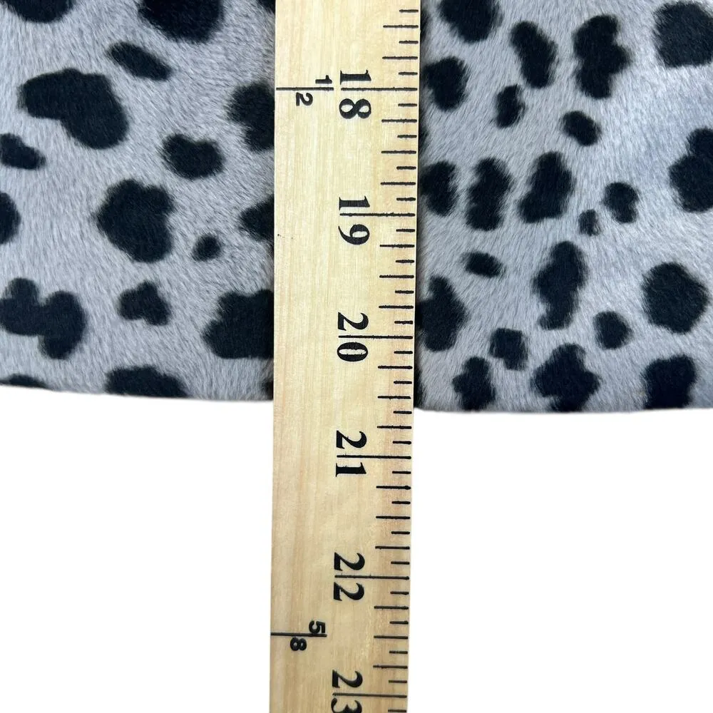 Vintage Focus 2000 Leopard Print Faux Fur Mini Skirt Gray Black Size 6 Retro - Image 5