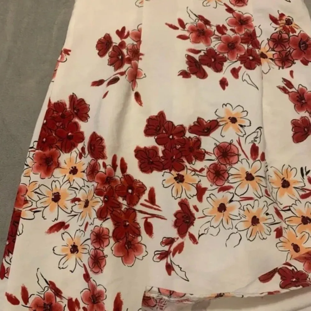 Vintage Charlotte Russe White & Red Strapless Floral Mini Dress Size 3 - Image 4