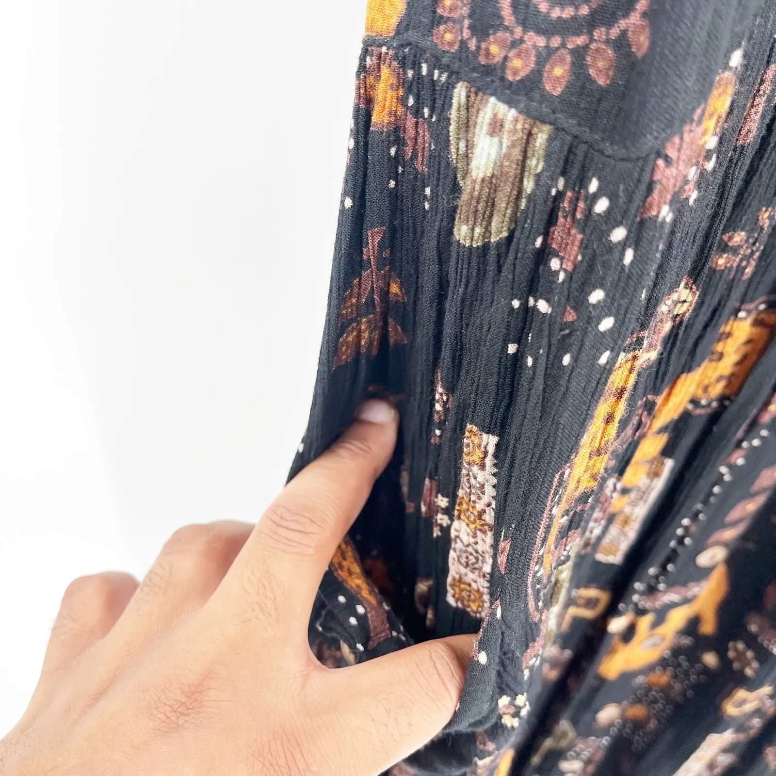 Bila Womens Vintage‎ Boho Hippie Ethnic Elephant Print Front Slit Dress Size S Black - Image 5