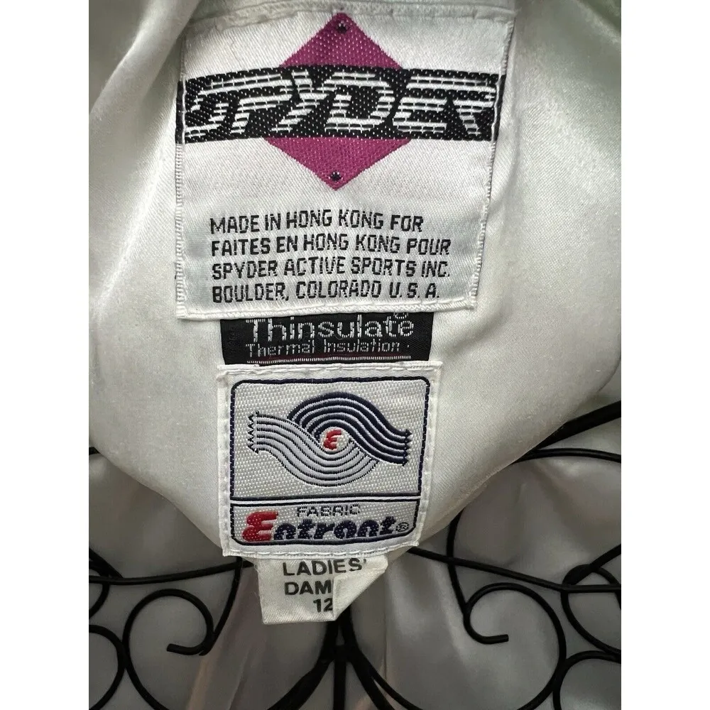 Vtg Spyder jacket Women’s size 12 neon purple green Thinsulate Hidden Hood Ski - Image 4